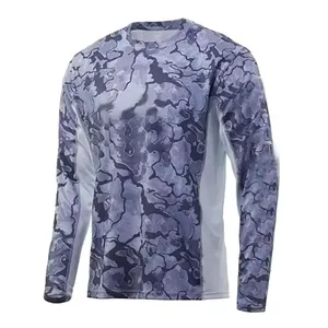 เสื้อตกปลาคุณภาพสูงสำหรับผู้ชาย ดีไซน์ใหม่ พิมพ์ลายแบบซับลิเมชั่น โพลีเอสเตอร์น้ำหนักเบา คอกลม ป้องกันรังสียูวี 50 - Product Image 4