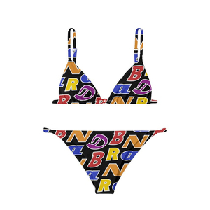 Polyester Spandex <b>Bikini</b> <b>Set</b> Neon Green <b>Orange</b> Contrast Print Tie Side <b>Bikini</b> Custom Women <b>Bikinis</b> <b>set</b> - Product Image 3