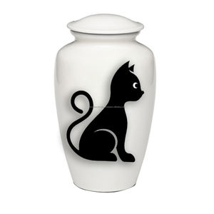 Urne funéraire commémorative en laiton de style américain fabriquée à la main urne funéraire pour animaux de compagnie blanche brillante pour cendres de chien - Product Image 6