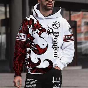 Sudadera con Capucha para Hombre Elk Hunter, Casual, Blanca y Roja, de Felpa, Transpirable, Corte Regular, Invierno, Tejida, 100% Algodón, Impresión Digital, ODM - Product Image 2
