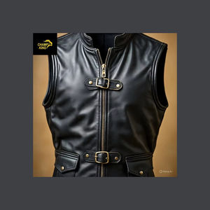Gilet artisanal pour homme en cuir véritable noir, écologique, respirant, style décontracté hiver, type cowboy ou motard, qualité supérieure Western Champ - Product Image 5