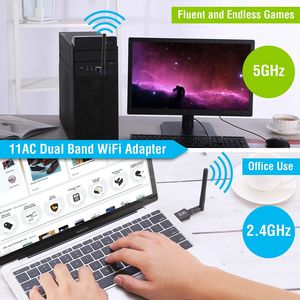 Adattatore USB WiFi AC600Mbps Dual Band 5G/2.4G 802.11ac Rete Wireless per PC Desktop Laptop con Antenne Esterne da 2dBi - Product Image 2