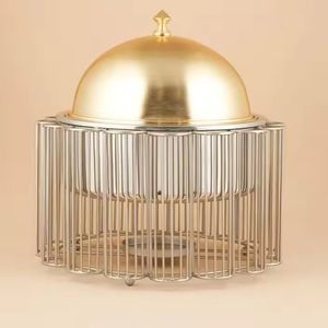 Luxury Gold Dome Chafing Dish Stainless Steel <b>Buffet</b> <b>Warmer</b> Birdcage Design Stand Hotel Restaurant Catering Food Serving Pot - Product Image 1
