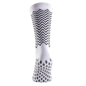 OEM/ODM White Crew Athletic <b>Socks</b> with Black Zigzag Pattern and Anti-Slip Grip Pads for <b>Running</b> and Gym Use Athletic Grip <b>Socks</b> - Product Image 4