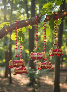 Guirlande de cordes traditionnelle multicolore Dholki, faite à la main, pour décoration intérieure et extérieure, mariage, Eid, Diwali, Lohri, festival, décoration de la maison - Product Image 1