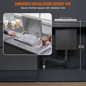 Contenitore Refrigerante in Acciaio Inox 14''L X 12''W X 18''H, 40 qt, Attrezzatura da Cucina Commerciale, Coperchio con Cerniere per Cucina Esterna - Product Image 6