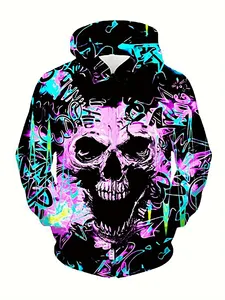 Men's Hooded Sweatshirt Psychedelic Print Long Sleeve Casual Autumn Wear Sublimation Printed Regular Fit - Product Image 4