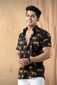 Chemise en coton pour homme, imprimée à la main, manches courtes, coton doux, chemise imprimée pour homme, vêtements d'été pour homme. - Product Image 3