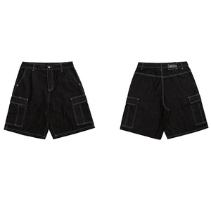 Shorts en jean baggy streetwear hip-hop pour hommes, shorts en coton, shorts cargo en denim 5 pouces pour hommes - Product Image 2