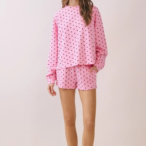 Conjunto de Dos Piezas con Logotipo Personalizado al por Mayor para Mujer, Sudadera Holgada de Manga Larga con Cuello Redondo y Hombros Caídos, Estampado de Puntos - Product Image 5