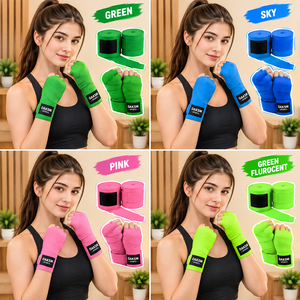 Bandages de boxe professionnels de 180 pouces en mélange de coton semi-élastique de qualité supérieure pour Muay Thai avec boucle de pouce renforcée - Product Image 5