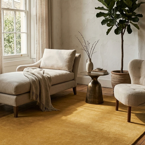 Tapis en laine jaune moutarde de qualité supérieure, tissé à la main, antidérapant, motif géométrique, tapis à poils épais pour salon, chambre à coucher, salle à manger - Product Image 4