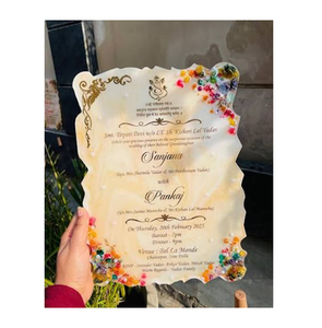 Hot Selling Handmade Creative Epoxy Resin Marriage <b>Wedding</b> Greeting <b>Cards</b> Elegant Colorful Flower Design - Product Image 1