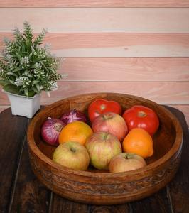 Tazón Redondo de Acacia Real Resistente, Tazones de Madera para Ensalada, Diseño Multifuncional, Tazón Ecológico de Madera para Exhibir y Servir Frutas - Product Image 4