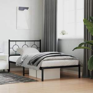 Cadre de lit en acier noir thermolaqué 39,4 x 78,7 po – Lits métalliques élégants - Product Image 3