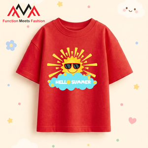 เสื้อยืดลำลองผู้ชายลายกราฟิกสีแดง ผ้าฝ้ายผสมสแปนเด็กซ์ น้ำหนักเบา เหมาะสำหรับใส่ไปเที่ยวทะเลในฤดูร้อน - Product Image 1