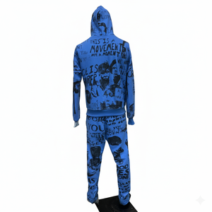 Unisex Custom Printed Hooded Tracksuit Full Zip Streetwear <b>Set</b> 100% Cotton Four-Way Stretch Elastic Waist Fleece Winter Wear - Product Image 4