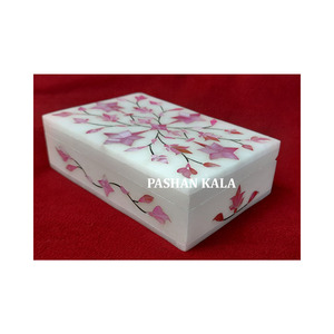 Caja de almacenamiento de joyería con diseño de Incrustaciones de nácar azul de mármol hecho a mano único y atractivo para regalo de boda - Product Image 4