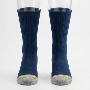 Crew <b>Socks</b> Solid Navy Blue Cotton Polyester Spandex <b>Running</b> Athletic Breathable Moisture Wicking Summer Adults - Product Image 1