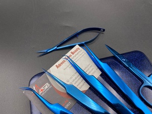 Pince à épiler d'extension de cils en acier inoxydable durable au Plasma bleu Ciseaux de volume testés à la main/ressort professionnel pointu personnalisé - Product Image 5