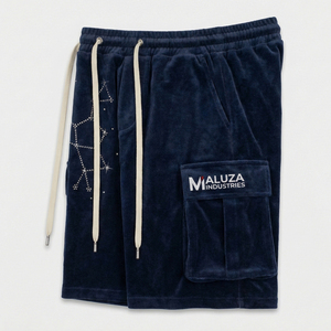 Shorts Cargo Unisex de Terciopelo con Estrella de Diamantes de Imitación, Ropa Urbana de Lujo, Moda de Verano, Secado Rápido, Ecológicos, Maluza Industries - Product Image 5