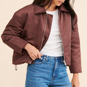 Zipper-Up High Quality Customized <b>Waterproof</b> Eco-Friendly <b>Breathable</b> Quick Dry Memory Heavyweight Hooded Bomber <b>Jackets</b> <b>Women</b> - Product Image 3