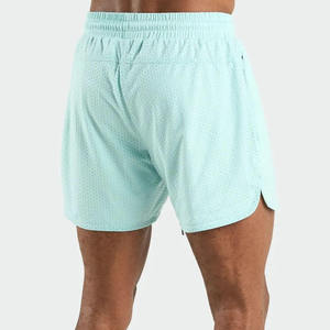 Shorts de sport en maille pour homme à prix réduit, anti-plis à l'avant, avec cordon de serrage et dentelle décorative, couleur unie, pour l'entraînement et le fitness - Product Image 2