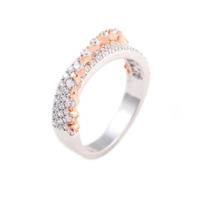 Anillo de Boda de Oro de 10K con Diamantes Multitono para Mujer |   Anillo de Aniversario de Boda con Corte Redondo de 1.00TCW, Elegante Regalo de Joyería Fina - Product Image 3