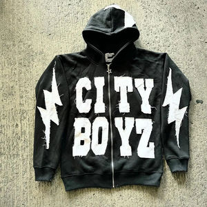 Sudadera con Capucha Vintage de Invierno de Alta Calidad, 100% Algodón, Lavada con Ácido, Serie High Street, Lavada con Piedras, Transpirable y Ecológica para Hombre - Product Image 1