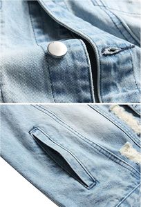 Chaqueta de mezclilla vintage teñida elástica para hombre, 100% algodón, abotonada, estilo urbano, transpirable, servicio OEM - Product Image 5