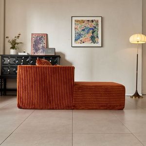 Poltrona Chaise Longue Doppia Oversize in Velluto a Coste, Sedia Letto Imbottita per Soggiorno, Divano Cloud Senza Montaggio - Product Image 3