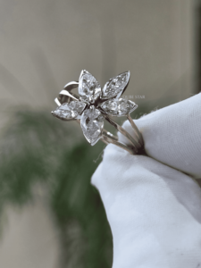 Marquise Cut Lab Grown Diamond IGI Certified <b>Ring</b> 1.28ct Rose Gold Floral Cluster Design <b>Split</b> Band Engagement Style for Women - Product Image 1