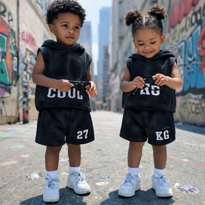 Conjunto de Sudadera sin Mangas y Pantalones Cortos para Niños, Ropa de Verano de Dos Piezas, Marca Privada OEM, Estilo Urbano - Product Image 3