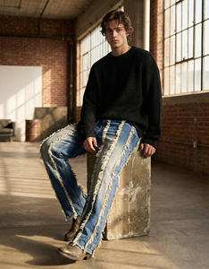 กางเกงยีนส์เดนิมทรงตรงผู้ชายสั่งทำพิเศษ คุณภาพสูง สไตล์ฮิปฮอป ลุคสตรีท ทรงหลวม ซักฟอก รุ่น 2026 - Product Image 4