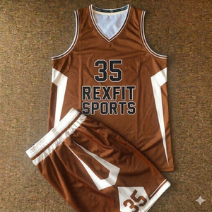 Conjunto de Camiseta y Pantalones Cortos de Baloncesto Rexfit Sports, Uniforme de Malla Sublimada Personalizada, Cuello en V, Sin Mangas, Transpirable, Uniforme de Fútbol para Adultos - Product Image 5