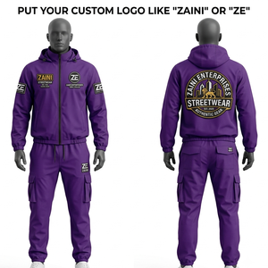 ZAINI Premium 300 Grams <b>Knitted</b> Polyester Breathable Casual Windbreaker Suit Men Winter Hooded Front Blue Black Heat-Transfer - Product Image 1