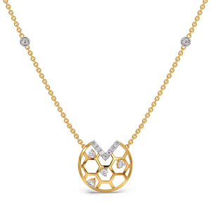 Collar de Diamantes con Diseño de Panal de Abeja y Rejilla Geométrica Abierta con Acentos de Brillo Flotante - Product Image 1