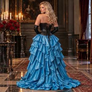 Corset gothique en soie et dentelle, jupe évasée, robe sexy de reine des vampires, respirante, service OEM personnalisé, cadeau pour elle - Product Image 4