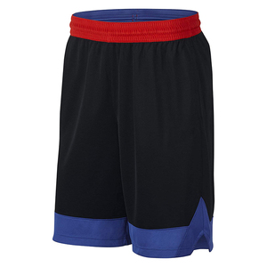 Shorts Bermuda pour homme, couleur noire, avec ceinture rouge et ourlet bleu, style sportif à séchage rapide, taille élastique - Product Image 2