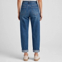 Jean en denim délavé taille haute coupe skinny pour femme, couleur unie, longueur cheville, déchiré, style streetwear, en coton, pour le printemps