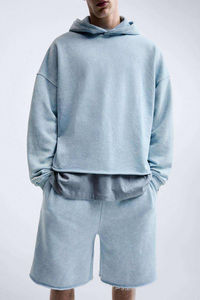 Sudaderas con Capucha para Hombre de Alta Calidad, Personalizadas, de Invierno, con Efecto Desgastado por el Sol, Lavadas al Ácido, de Algodón Mezclado con Forro Polar, Impermeables, Ecológicas, de Corte Holgado y Amplio - Product Image 6