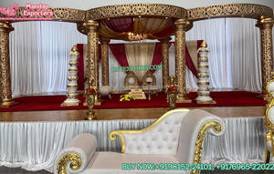 Ceremonia DE BODA India moderna Bollywood Mandap Dream Wedding Estilo abierto Mandap en EE. UU. Tema de boda de Bollywood al aire libre Mandap UK - Product Image 3