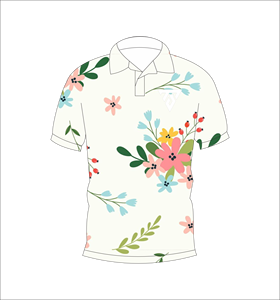 Mens White Minimal Floral Pattern Polo Shirt Custom Sublimation Short Sleeve Summer Casual Breathable Lightweight Golf Shirt - Product Image 4