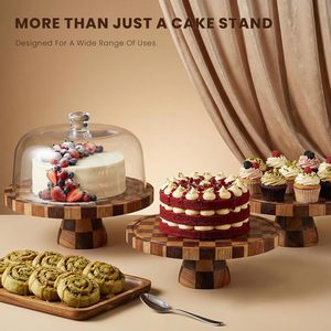 <b>Cake</b> <b>Stand</b> 12in Wooden <b>Cake</b> <b>Stand</b> 2-in-1 Dessert Display & Charcuterie Board Platter for Serving Cupcakes - Product Image 6