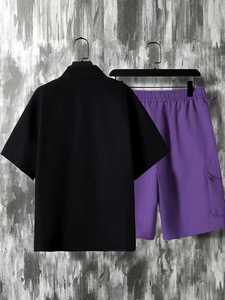 Nuevo chándal elegante para hombre, camiseta transpirable de verano, pantalón corto, ropa informal moderna para actividades al aire libre, chándal con logotipo personalizado - Product Image 2