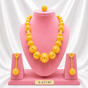 Juego de Joyería con Circonitas Ovaladas en Aleación Chapada en Oro con Diseño Floral, Collar y Aretes para Mujer, Estilo Clásico para Bodas A-63138 - Product Image 5