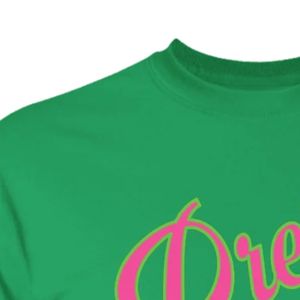 Camiseta Bordada para Mujer, Verde, Manga Corta, Cuello Redondo, Diseño con Detalle en el Pecho, Estilo Casual, Algodón, Moda Urbana - Product Image 3