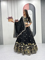 Set Lehenga Choli Sutra Vichitra dengan Bordir Benang dan Payet yang Mewah, Desainer, untuk Pesta Festival dan Pernikahan
