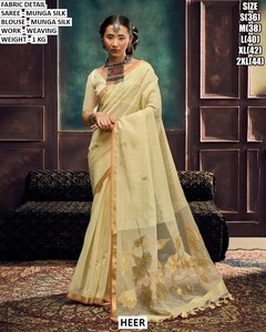 Sari traditionnel en soie Munga Rajwada Rangoli de Shree Krishna Textiles pour femmes - Anti-humidité et infroissable pour mariages et fêtes - Product Image 3
