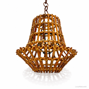 Abat-jour suspendu en rotin brun fait main, finition naturelle, lampe suspendue rustique bohème, lumière décorative d'intérieur - Product Image 1